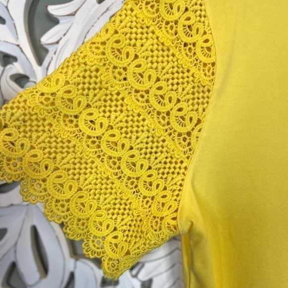Liz Claiborne Lemon Zest Lace Sleeve Tee Shirt Dress Scoop Neck - Picture 2 of 5